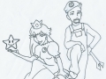 "Mario and Peach coloring page"